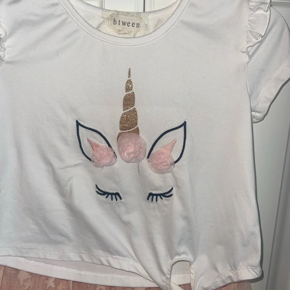 Between Girls Two piece Set skirt Shirt Unicorn‎ 10/12 fits 7/8 - Picture 2 of 4